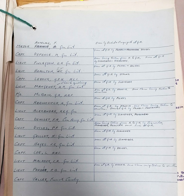 Lined list of handwritten names.