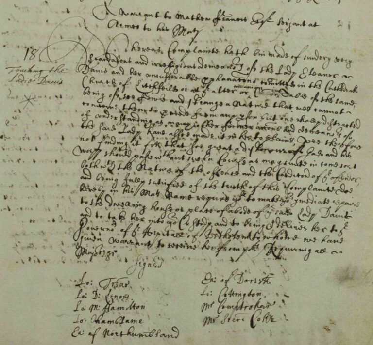 Handwritten document with nine signatures recorded at the bottom.