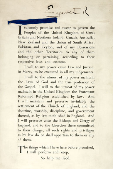 Printed page with 'Elizabeth R' written in pen at the top.