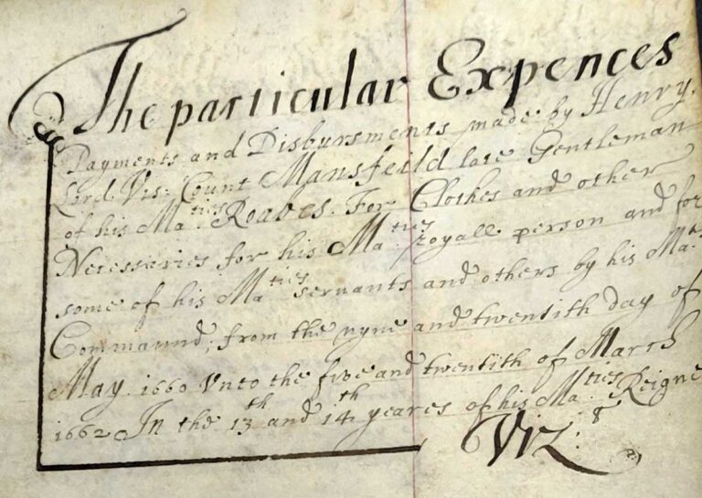 Handwritten note with 'The particular Expences' written at the top.