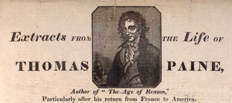 The title 'Extracts from the Life of Thomas Paine' wrapped around a line drawing of a man.