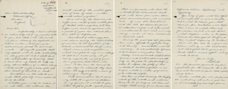 A hand-written letter across four pages.
