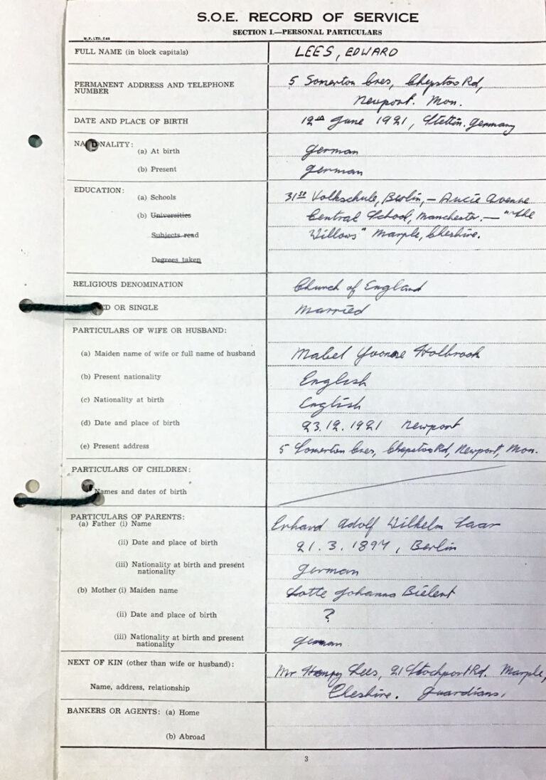 A filled out form recording service in the British Army. 