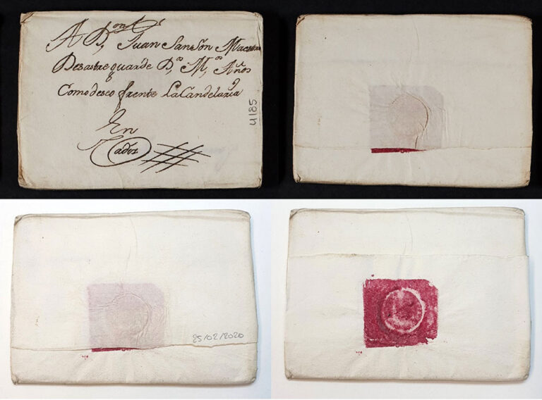 A side by side comparison of a sealed letter that has been opened without damage.