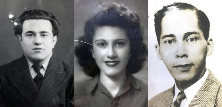 Portrait photographs of three British Council scholars:  Louis Gomilla, Maryann Kissaun, and Alvin Marriott.