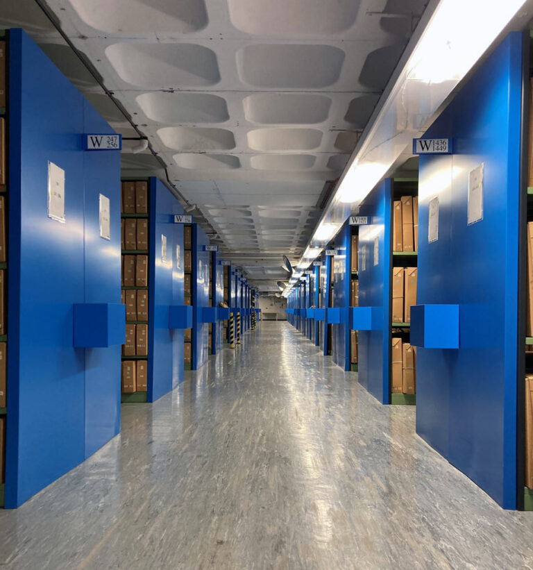 Inside the storage repositories at The National Archives at Kew. 