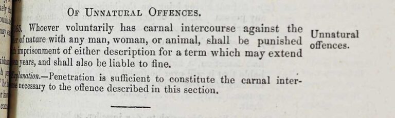 Detail of a book of legislation headed 'Of Unnatural Offences'. 